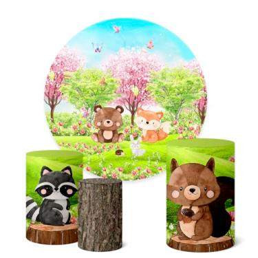 Imagem de Trio Capas Cilindro + Painel Redondo 1,50m Bosque (K1BSQ0003)