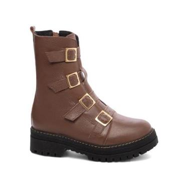 Imagem de Bota Feminina Caramelo Elegante com Fivela Conforto Estilosa - Torrice