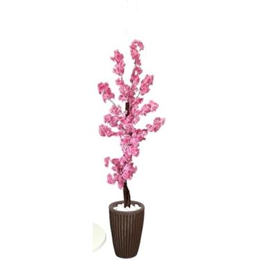 Imagem de Cerejeira Artificial Rosa Flor Pessegueiro Vaso Decoração(3D Marrom)