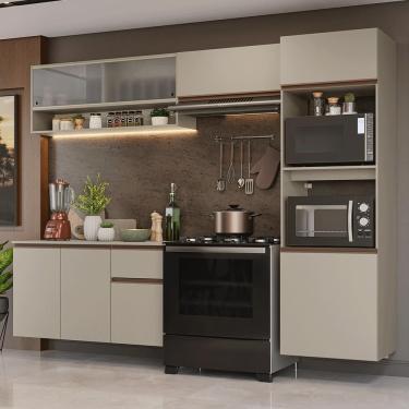 Imagem de Armário De Cozinha Completa 260 Cm Suspenso Nice Madesa 11 Crema