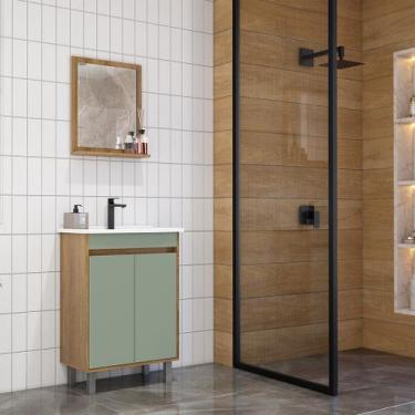 Imagem de Armário de Banheiro Gabinete Com Cuba e Espelheira 60cm Capri - JAELI