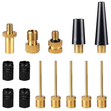 Imagem de Conjunto de agulhas de bomba esférica de 14 peças, adaptador de bico de agulha, adaptadores de bomba de pneu adaptadores de bomba de bicicleta de latão para brinquedos infláveis, bolas esportivas