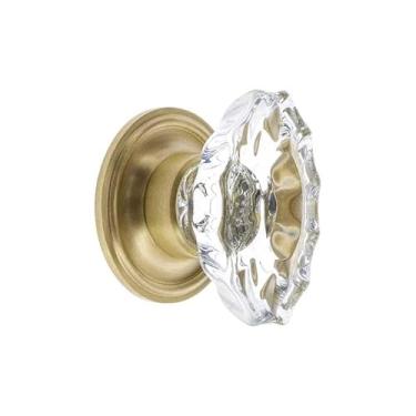 Imagem de Grandeur Puxador de armário de cristal Biarritz de 3,5 cm com roseta Georgetown em latão acetinado