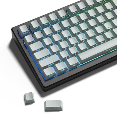 Imagem de dagaladoo Doubleshot Conjunto de teclas PBT, teclas japonesas brilham, teclas impressas laterais, teclado personalizado com perfil cereja para teclados mecânicos de jogos (cinza claro)