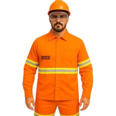 Imagem de Camisa NR10 Manga Longa Faixa refletiva Sitel Neon Laranja