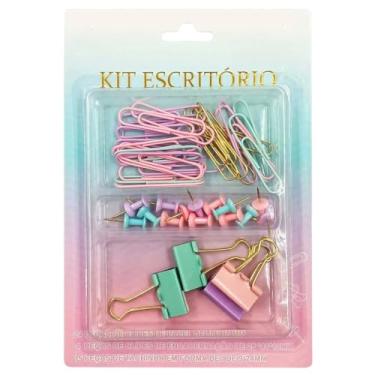 Imagem de Kit Escritório Completo 43 Peças | 24 Clips Coloridos, 4 Prendedores Binder Clipes, 15 Tachinhas | Organização Prática | Design Pastel Charmoso Para Home Office, Estudos e Empresas