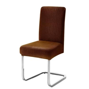 Imagem de Capa elástica para cadeira, 6 peças, à prova d'água, para escritório, jacquard, elastano, elástica, para assentos, cozinha, sala de jantar (6 peças/chocolate)