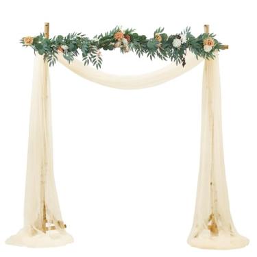 Imagem de BOYOUTH Cortinas de voile transparente para casamento, cortina de tule longo de tule para festas de aniversário, cerimônia, recepção, palco, decoração, champanhe, 150 x 800 cm, 1 painel