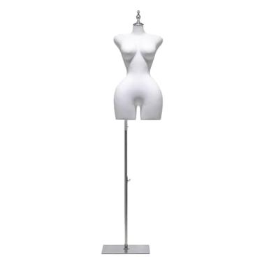 Imagem de Manequins femininos europeus e americanos com suporte, a altura do torso de fibra de vidro pode ser ajustada de 65 a 83 polegadas(White,Small)