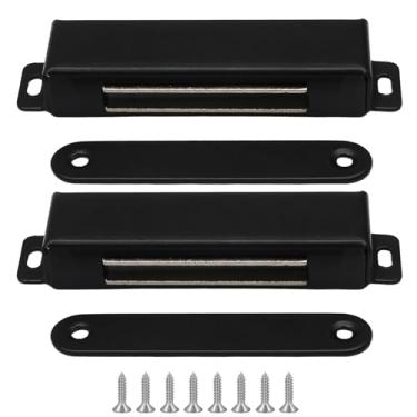 Imagem de Jersvimc 2 peças de ímãs grandes para porta de armário resistente, trava magnética para porta, obturador magnético, ímã de gaveta para fechamento, armário e banheiro (preto)
