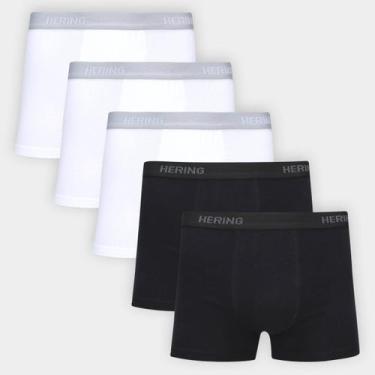 Imagem de Kit Cueca Boxer Hering C 5 Peças, Branco, Preto, P