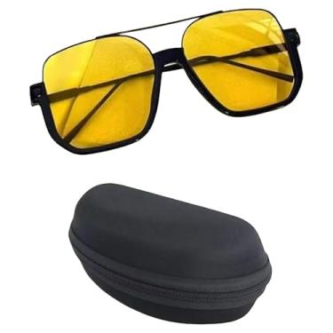 Imagem de Óculos De Sol meia armação metal quadrada lente champanhe pêssego moda Feminina 2025(L Óculos com estojo)