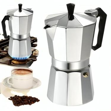 Imagem de Cafeteira Italiana Expresso Cafeteira de Aluminio com Alça para 9 Cafézinhos, Prata, 450 ml