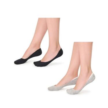 Imagem de Kit 2 Pares Sapatilha Micro Invisível Cia das Meias, Preta.Cinza, 34-3