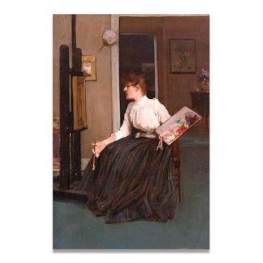 Imagem de LKXGRRSFG In The Studio John Lavery Irish Realist Portrait & War Scenes Impressão em tela – Arte de parede doméstica vintage 30 x 45 cm sem moldura