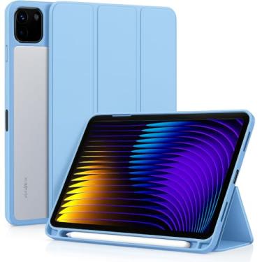 Imagem de Capa Case PREMIUM Anti Impacto compatível com Xiaomi Pad 7 e Pad 7 Pro 11,2 polegadas 2024 - Com função sleep e Compartimento para Caneta - Traseira rígida em acrílico (Azul Claro)