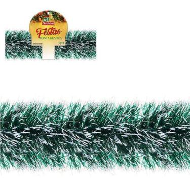 Imagem de Festao Verde Ponta Branca 9Cmx2M Decoração Natal - Zein