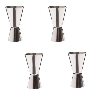 Imagem de Kit 4 Copo Dosador Duplo Inox 25/50ml Bebida Drinks Coquetel