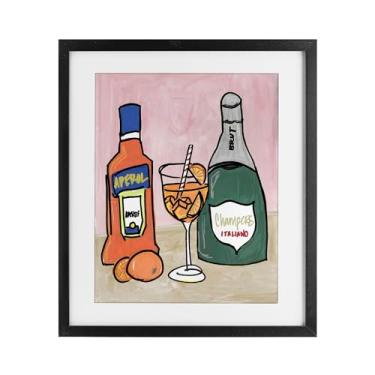 Imagem de Stupell Industries Impressão emoldurada preta Aperol e champanhe sob o design de vidro por NOLA JAMES, 16 x 13