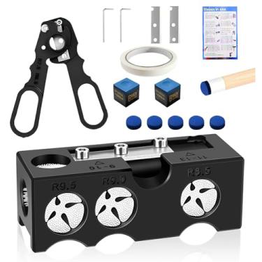 Imagem de Mauts-inus Modelador de ponta de taco de bilhar 11 em 1, kit de pontas de taco de sinuca grande e pequeno, modelador de taco de sinuca