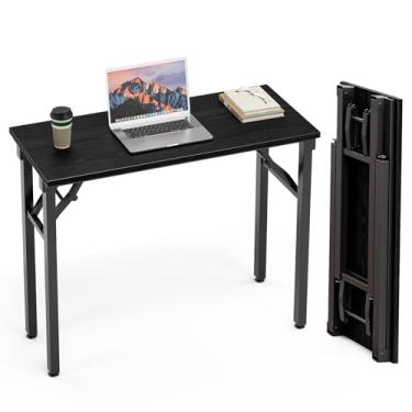 Imagem de TEMI Mesa dobrável para computador pequena - mesa de escritório dobrável de 91 cm, sem montagem, perfeita para pequenos espaços no quarto ou apartamento, mini mesa portátil ou mesa de estudo, design