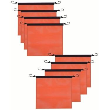 Imagem de Bandeiras de segurança de 45,7 x 45,7 cm para caminhão, bandeira de aviso laranja brilhante com encadernação de borda - Bandeiras de aviso com vinil; cordão elástico e gancho EZ para caminhão Trailer