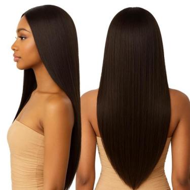 Imagem de Peruca Lace Wig Lisa Fibra Futura 70cm Pode Pranchar Castanho Escuro -