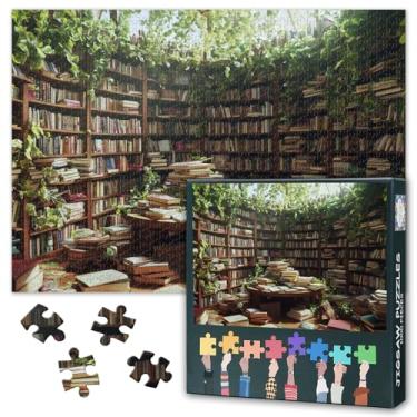 Imagem de Library Puzzles for Adults 1000 Pieces, Bookshelves Filled with Book Jigsaw Puzzles, Lush Plants Adult Puzzle for Adults, Educational Fun Games or Toys for Elders Friends 20X27 INCH