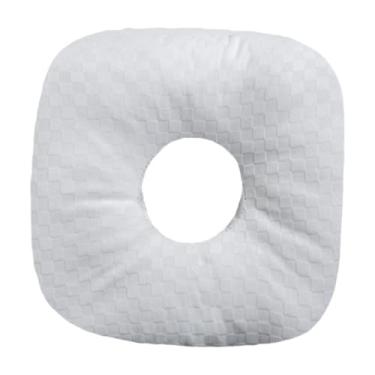 Imagem de Baoblaze Travesseiro para piercing de orelha, protetor auricular, lavável, confortável para quem dorme de lado, ergonômico, de algodão, em formato de O, para, Branco