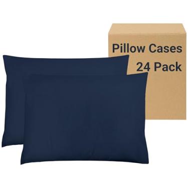 Imagem de ZPECC Fronhas Queen Size Pacote com 24 - Fronhas Marinhas a granel com Fecho de Envelope, Capas de Travesseiro para Casa, Camping, Essenciais de Viagem (pacote com 24, 50 x 76, Azul Marinho)