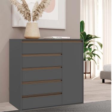 Imagem de Cômoda 5 Gavetas 1 Porta em MDF Select Belmax - Titanio