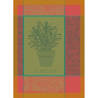 Imagem de Toalha de cozinha francesa Garnier Thiebaut Romarin (alecrim verde) 56 x 79 cm, algodão, jacquard