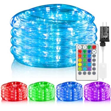 Imagem de Luzes de corda de 100 LED de 100 metros para fora, 16 cores à prova d'água com plugue e controle remoto, luzes de tubo de fadas cintilantes multicoloridas para decoração de Natal para acampamento