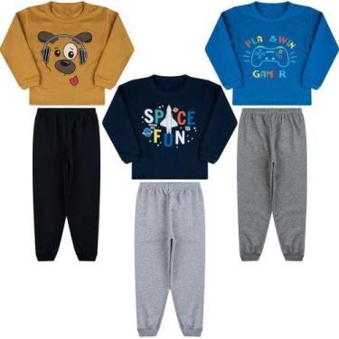 Imagem de 3 Conjunto Inverno Infantil Moletom Roupa Frio Menina Menino - BEBE MA