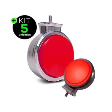 Imagem de Kit 5 Lanternas Bojuda Foguinho LED Vermelha Cromada 12V 24V  - H3