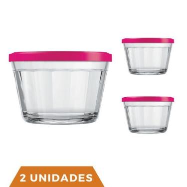 Imagem de 2 Pote Americano Vidro C/Tampa Cores Amlimento 350ml Nadir - NADIR FIG