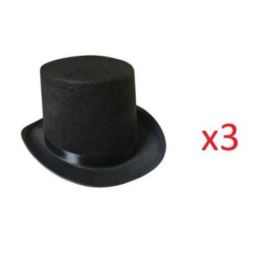 Imagem de 3 Cartolas Chapéu Magico Preto Tamanho Único Casamento Festa - Lynx pr
