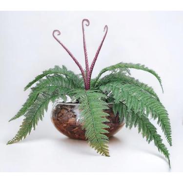 Imagem de Arranjo com samambaia pendente folhagem e vaso vidro - La Caza Store