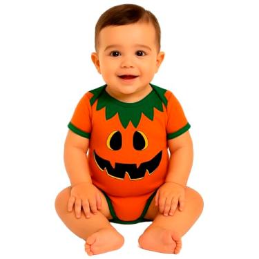 Imagem de Body de Bebê Calupa Manga Curta Temático Fantasia Abóbora Halloween (Laranja, G)