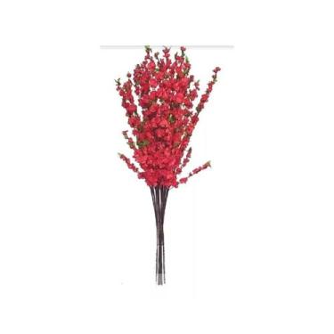 Imagem de Cerejeiras Vermelho Kit 10 galhos flores e folhagem real - La Caza Sto