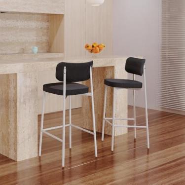 Imagem de Banqueta Alta Alloa com Estrutura Branca