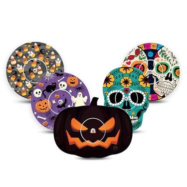 Imagem de ExpressionMed - Adesivos para Libre 2 e Lingo (pacote com 5) - Feito nos EUA, impermeável, não desfia, fitas de sensor CGM pré-cortadas (Halloween 2025)