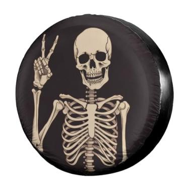 Imagem de Dujiea Capa de pneu sobressalente de caveira Rock and Roll, capa de pneu de roda universal à prova de poeira para Jeep Trailer, RV, Van, SUV, caminhão, campista e muitos veículos, 36,5 cm, 40,5 cm, 40,5 cm