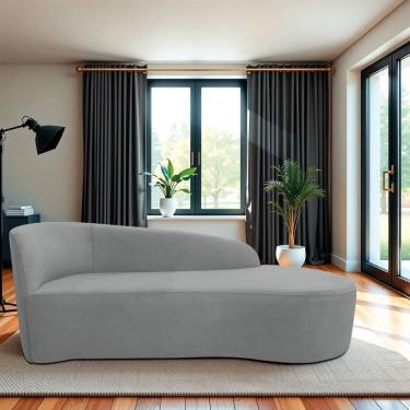 Imagem de Recamier Curvo Orgânico 140cm 2 Lugares Lado Direito para Sala Estar Bouclé Paris Cinza
