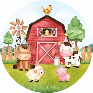 Imagem de Painel de Lona Redondo Animais da Fazenda Festa de Aniversário - Fabri