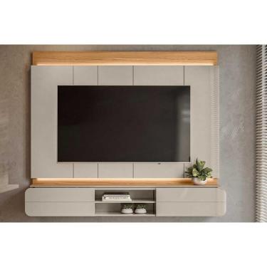 Imagem de Home P/ Tv Até 75 Pol Zurique C/ 2 Porta E 1 Prateleira 200x173cm Tauari/off White Brilho - Linea Brasil