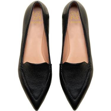 Imagem de LEHOOR Mocassim feminino casual bico fino mocassim sem cadarço camurça penny loafers salto fino fechado motorista treinador escritório mocassins crocodilo pele de cobra sapatos elegantes conforto