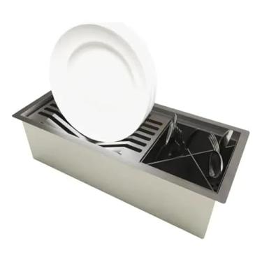 Imagem de Calha de Embutir Premium Inox 48cm Inox Escorredor Gourmet Alto Padrão