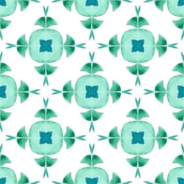 Imagem de Quadro Decorativo com Estampa Green Geometric Chevron Watercolor Border Green 30 x 30 Papel 3 unidades