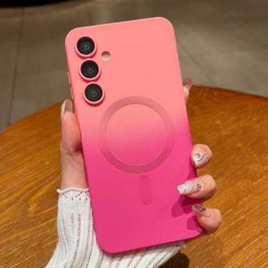 Imagem de Capa macia gradiente para Samsung Galaxy S25 Ultra A55 A56 A36 A35 S24 S23 S22 S21 S20 Plus Fe Note20 capa magnética (para Galaxy A06 5G/rosa)